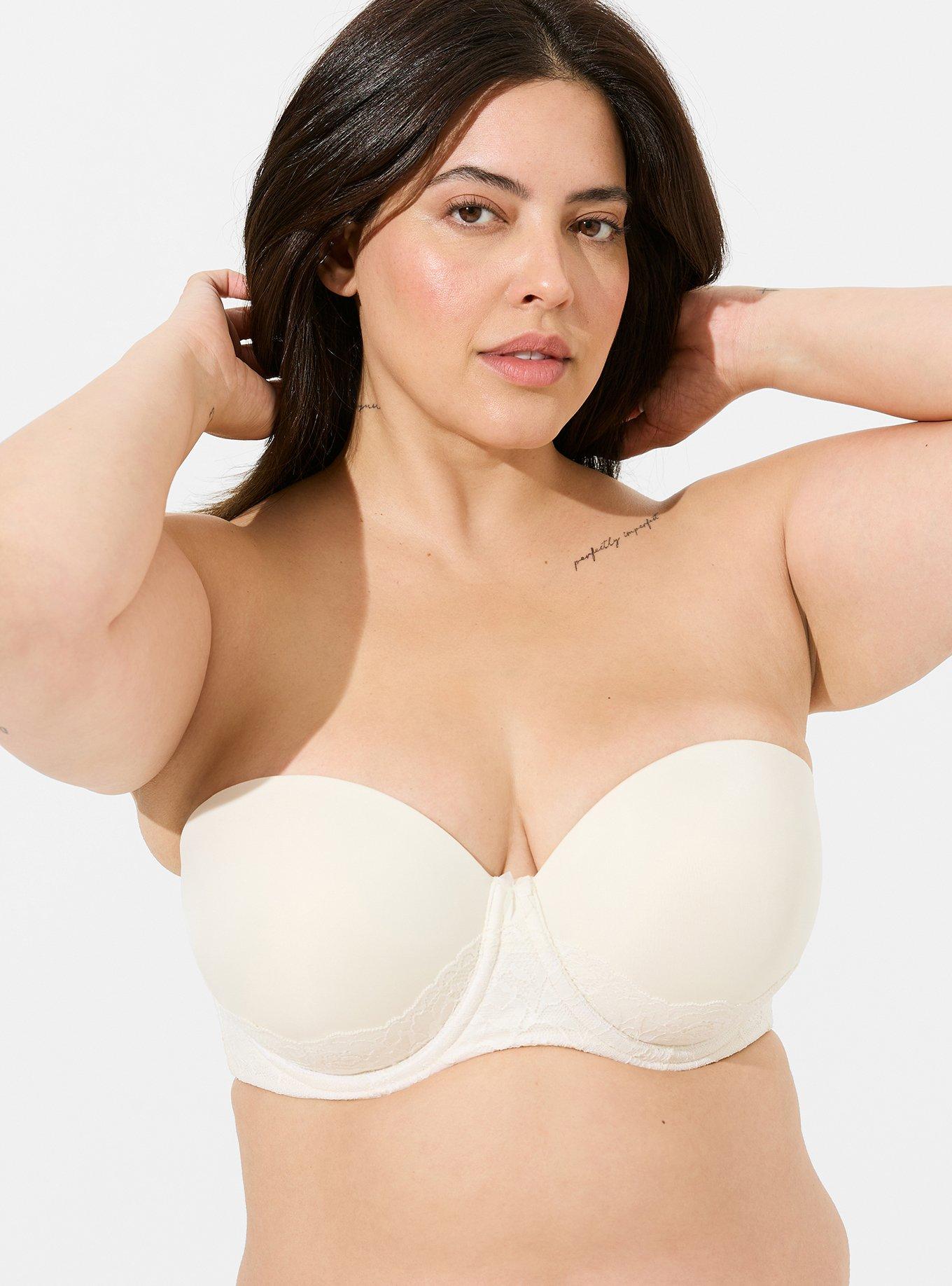 Strapless Bra Push Up for Big Bust [Wedding or Party] [Clear Straps]  Strapless Bras for Women 36-44 C/D/DD/DDD/G
