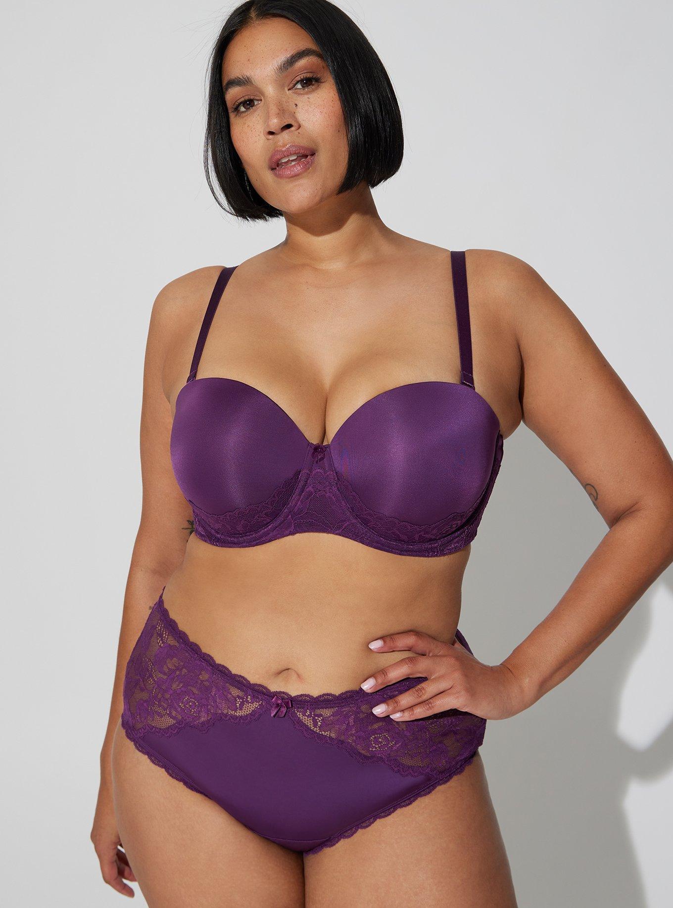 Torrid 11781747 Dark Purple Lace Push-up Strapless Multiway Bra 44d for  sale online