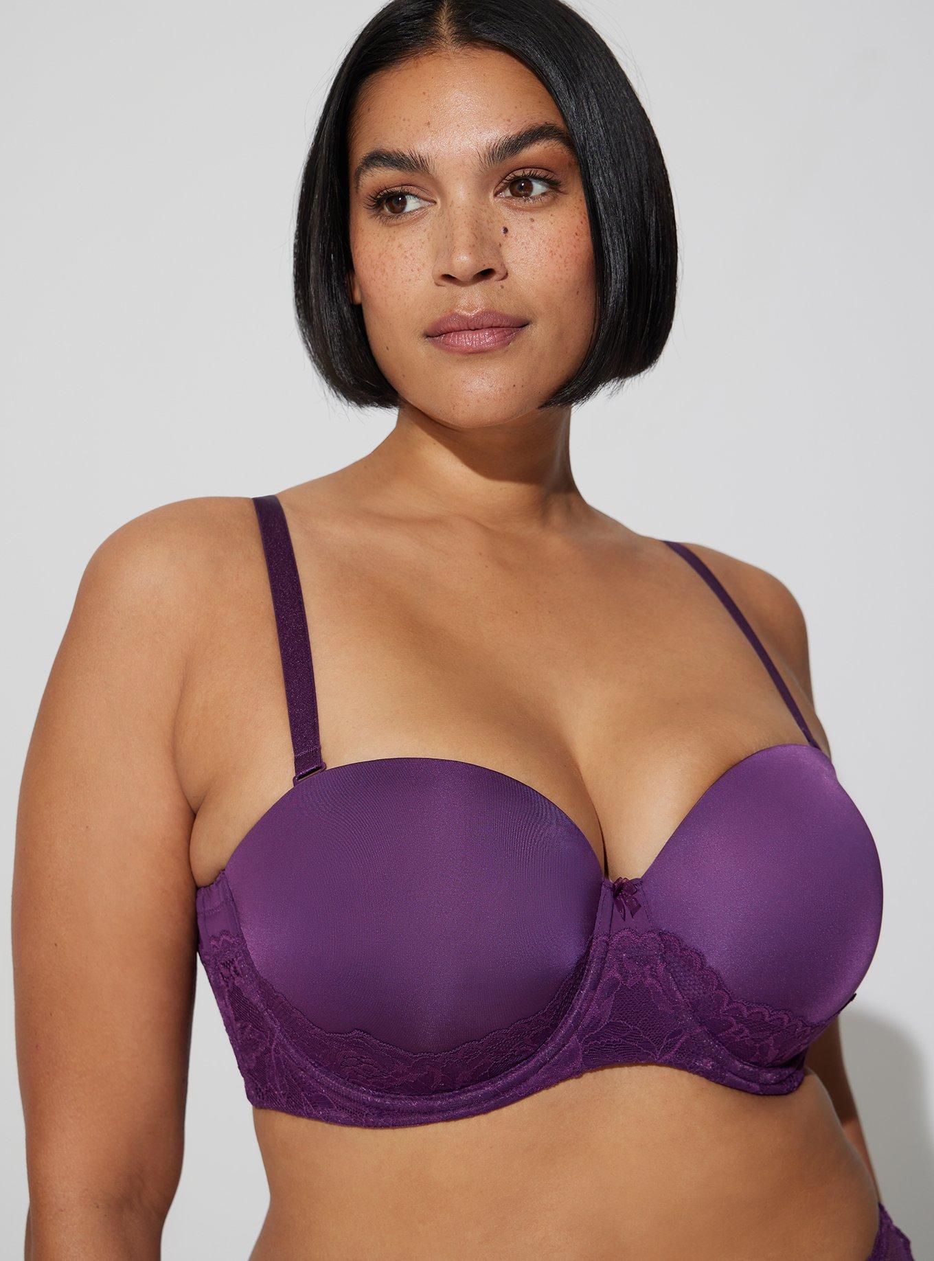 Torrid 11781747 Dark Purple Lace Push-up Strapless Multiway Bra 44d for  sale online