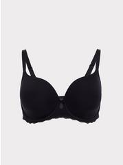 T-Shirt Lightly Lined Smooth Straight Back Bra, RICH BLACK, hi-res