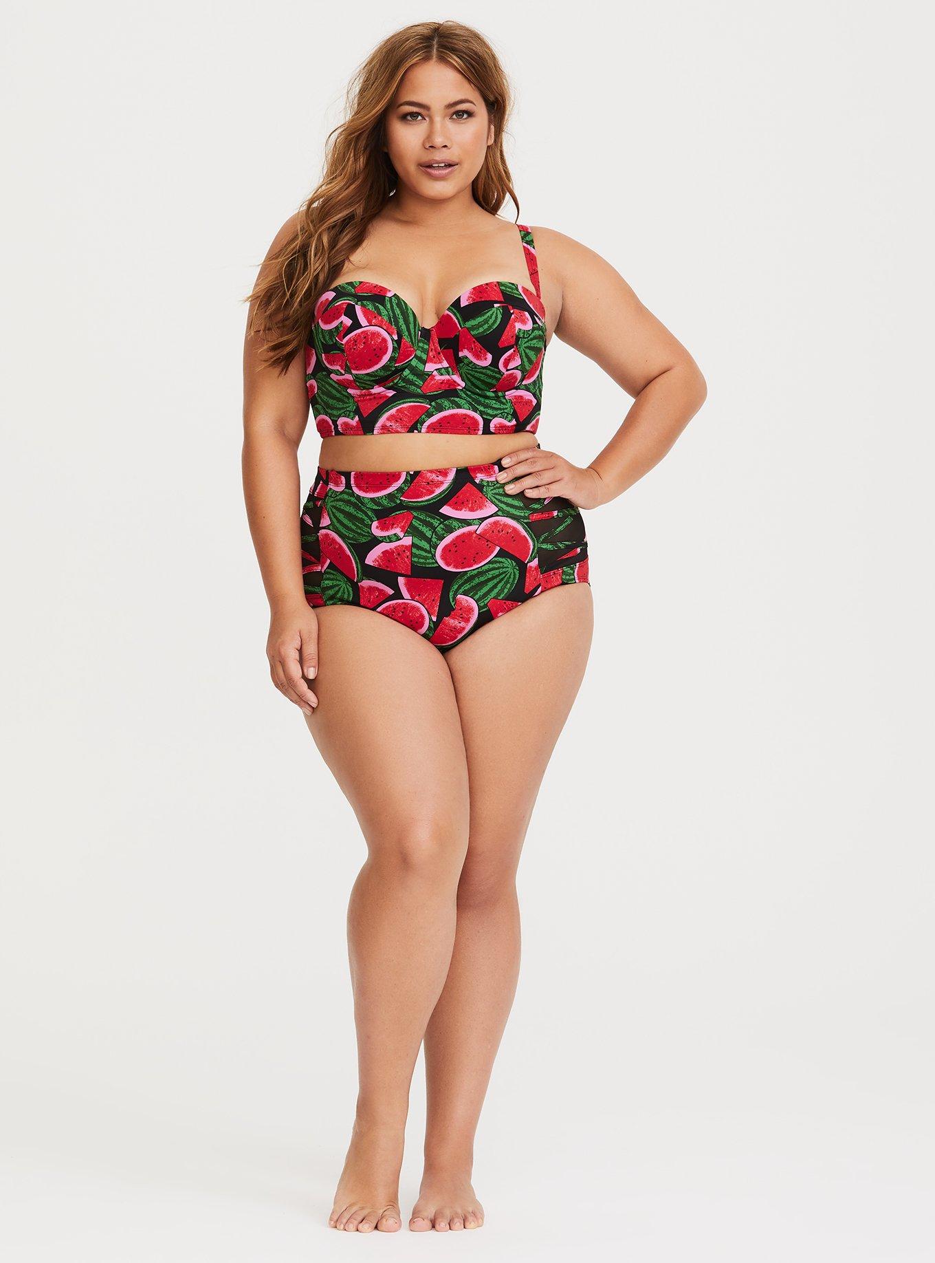 Plus Size - High-Rise Lattice Side Swim Bottom - Torrid