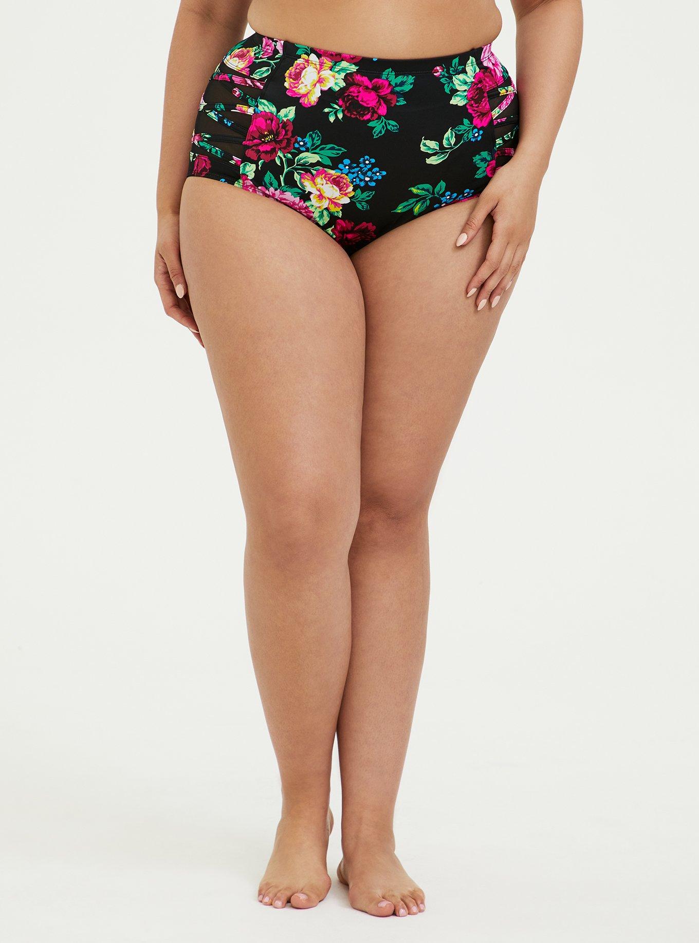 Plus Size - Black & Multi Fruit Lattice Push-Up Balconette Bikini