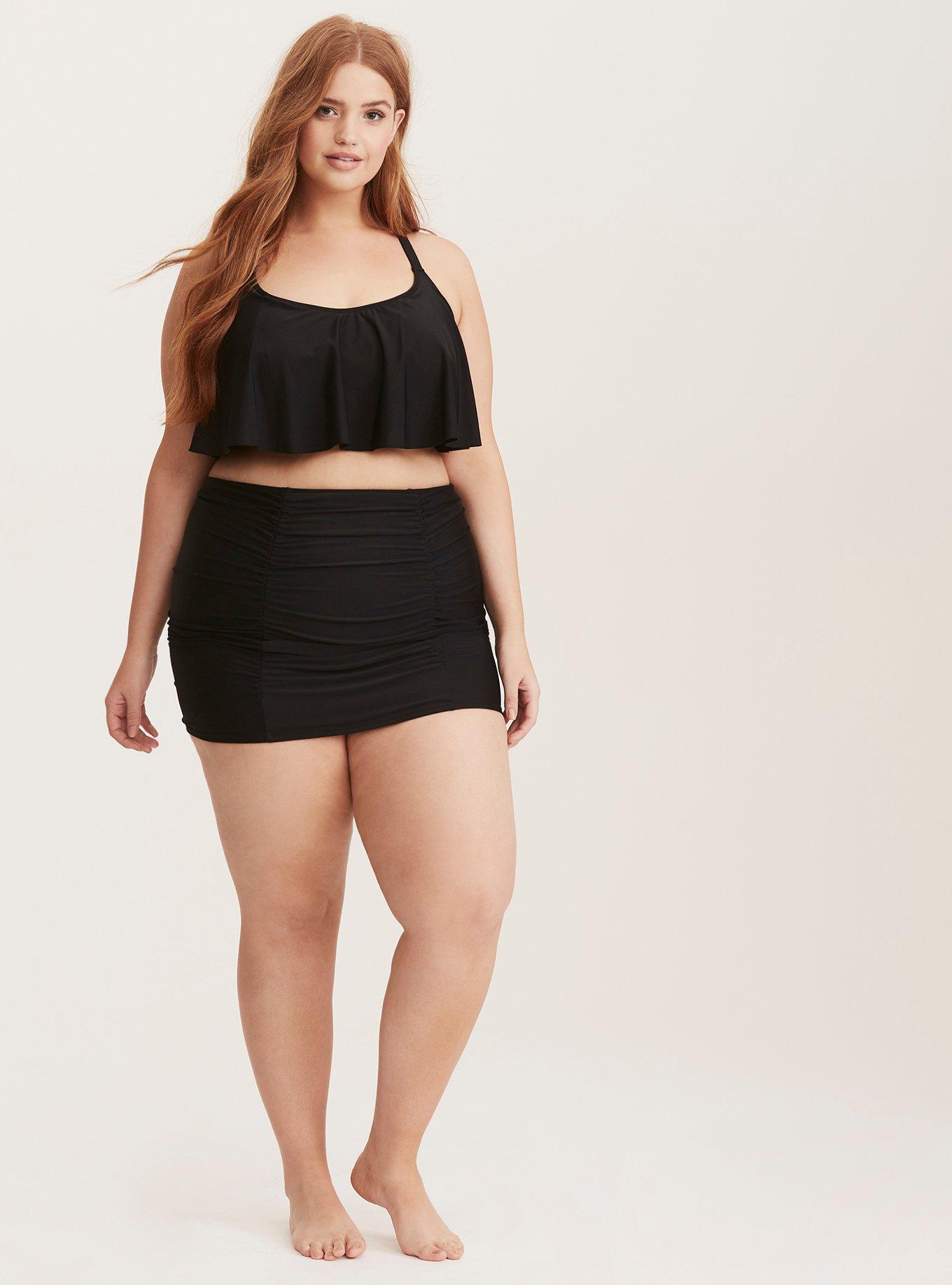 High waist ruched swim 2024 skirt