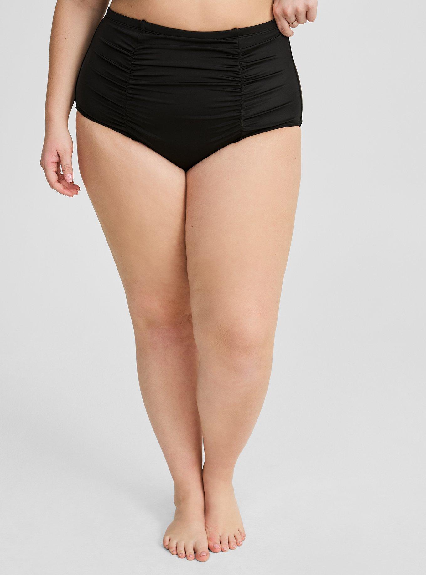 Ruched high waisted bikini bottoms plus size online