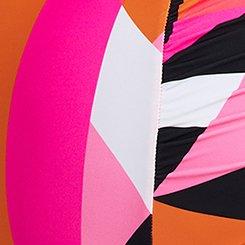 High-Rise Ruched Bikini Bottom, GIANT GEO NEON PINK, swatch