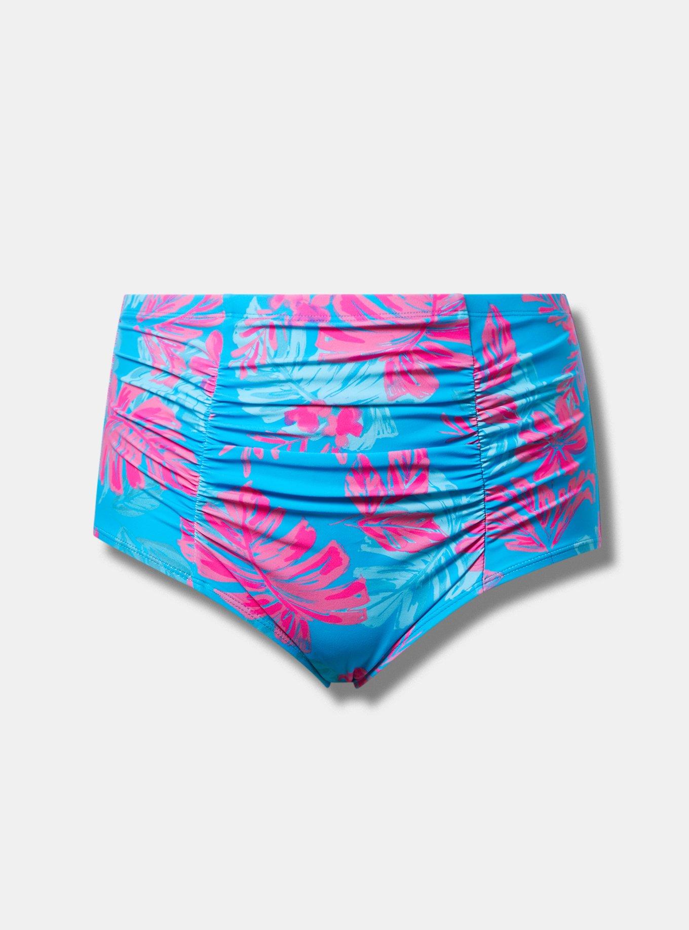 High-Rise Ruched Swim Bottom, TROPICAL GEO BLUE SEA, hi-res