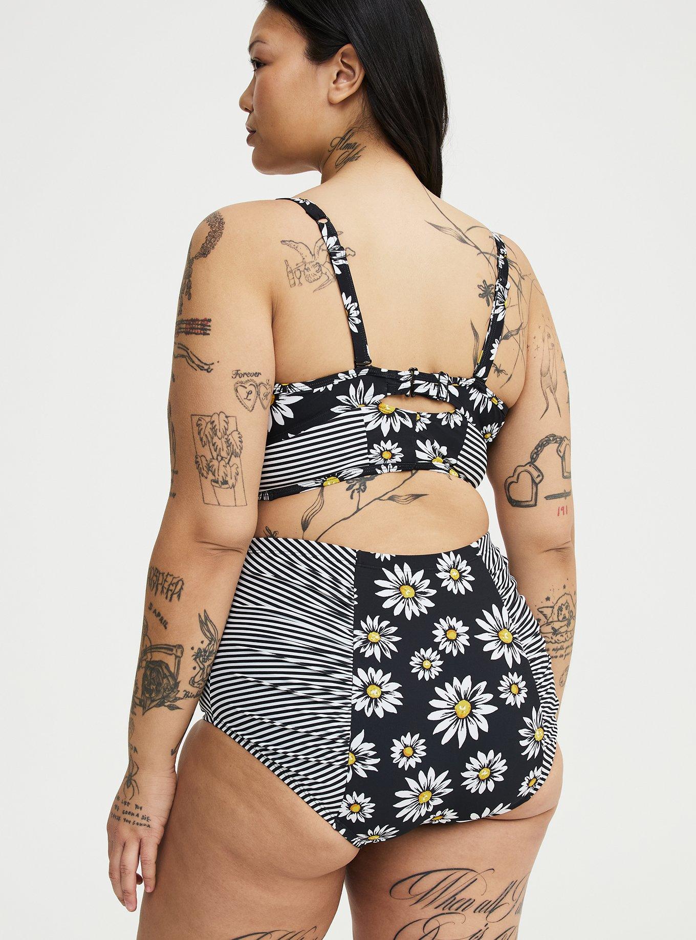 High-Rise Ruched Swim Bottom, DAISY DELIGHT BLACK, alternate