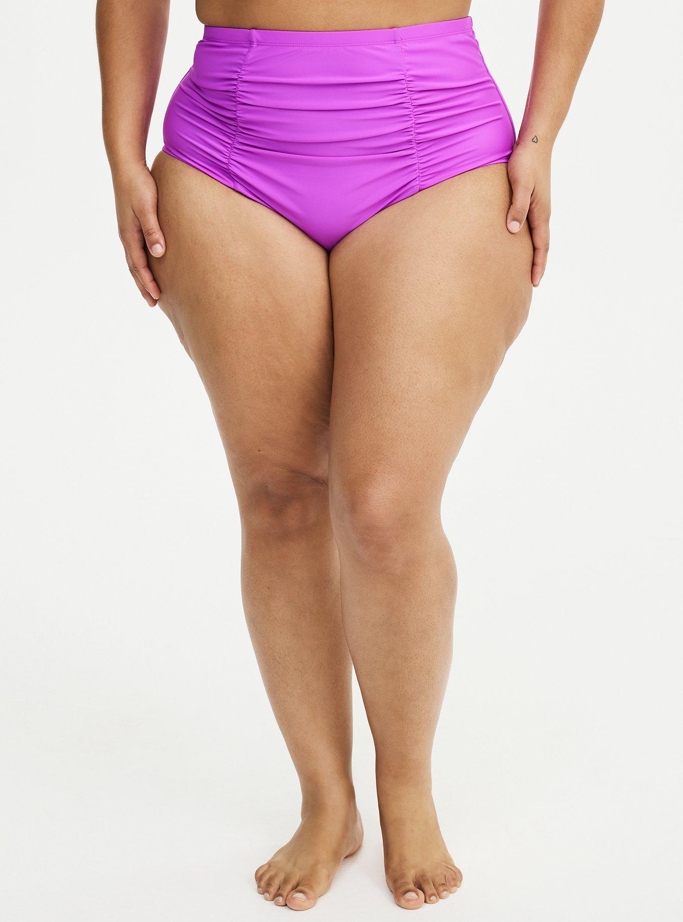 High-Rise Ruched Swim Bottom, VIVID VIOLET SWIM, alternate