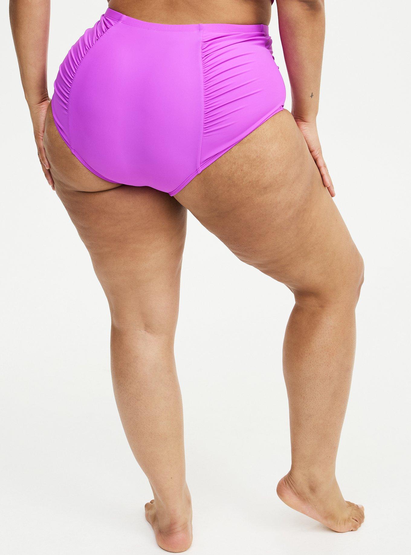 High-Rise Ruched Swim Bottom, VIVID VIOLET SWIM, alternate