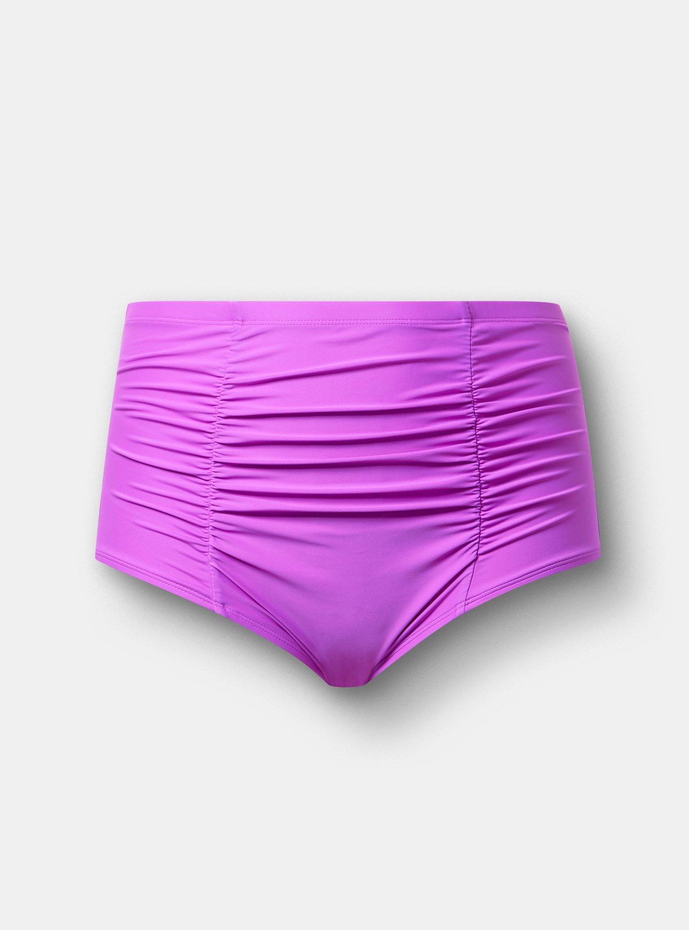 High-Rise Ruched Swim Bottom, VIVID VIOLET SWIM, hi-res