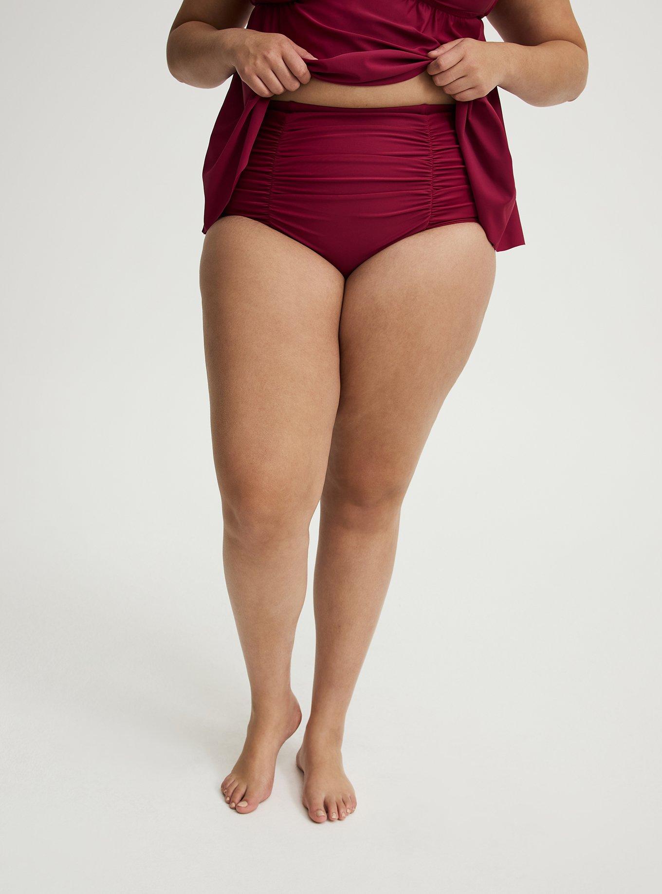 High-Rise Ruched Swim Bottom, RED PLUM SWIM, alternate
