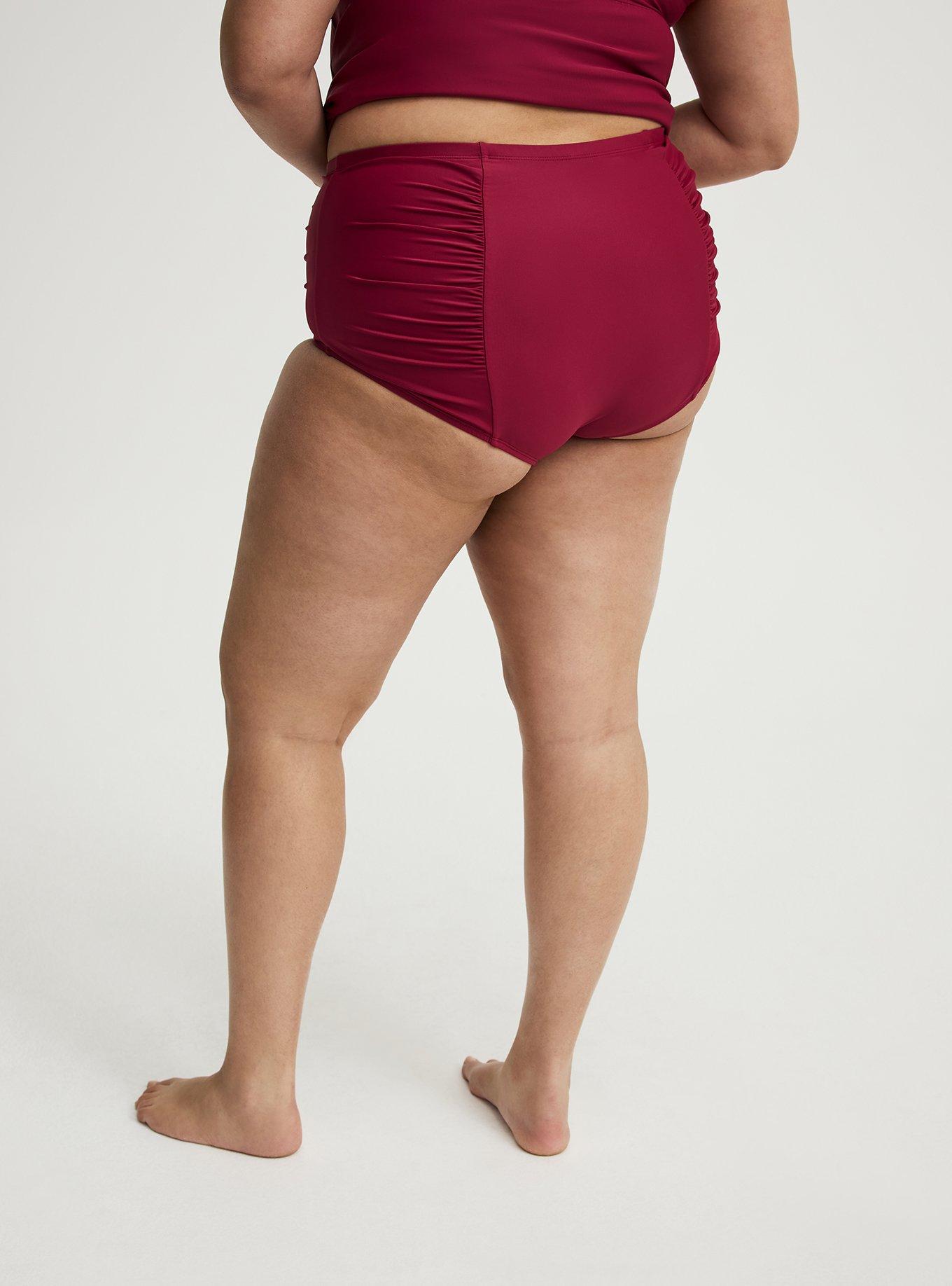 High-Rise Ruched Swim Bottom, RED PLUM SWIM, alternate