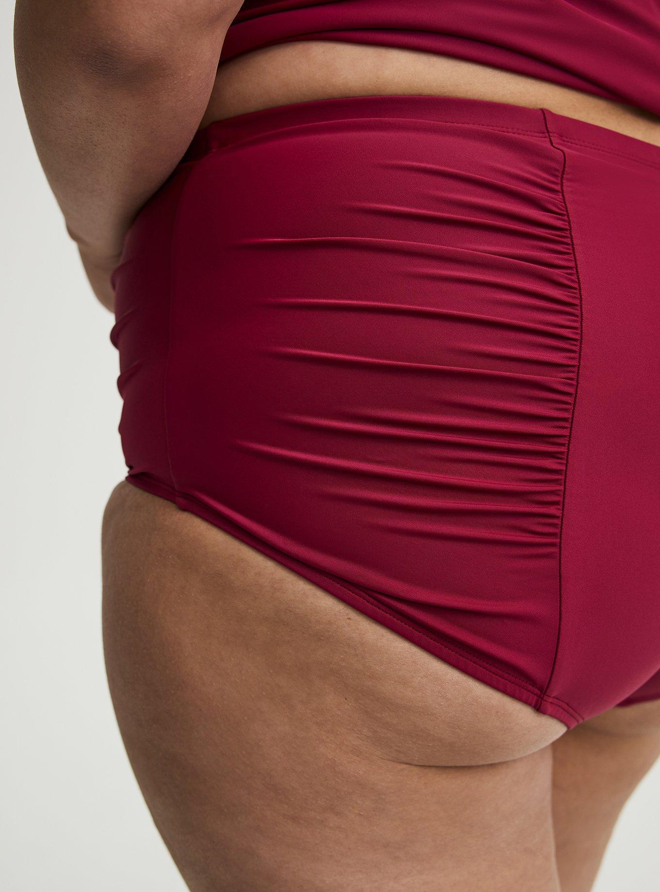 High-Rise Ruched Swim Bottom, RED PLUM SWIM, alternate