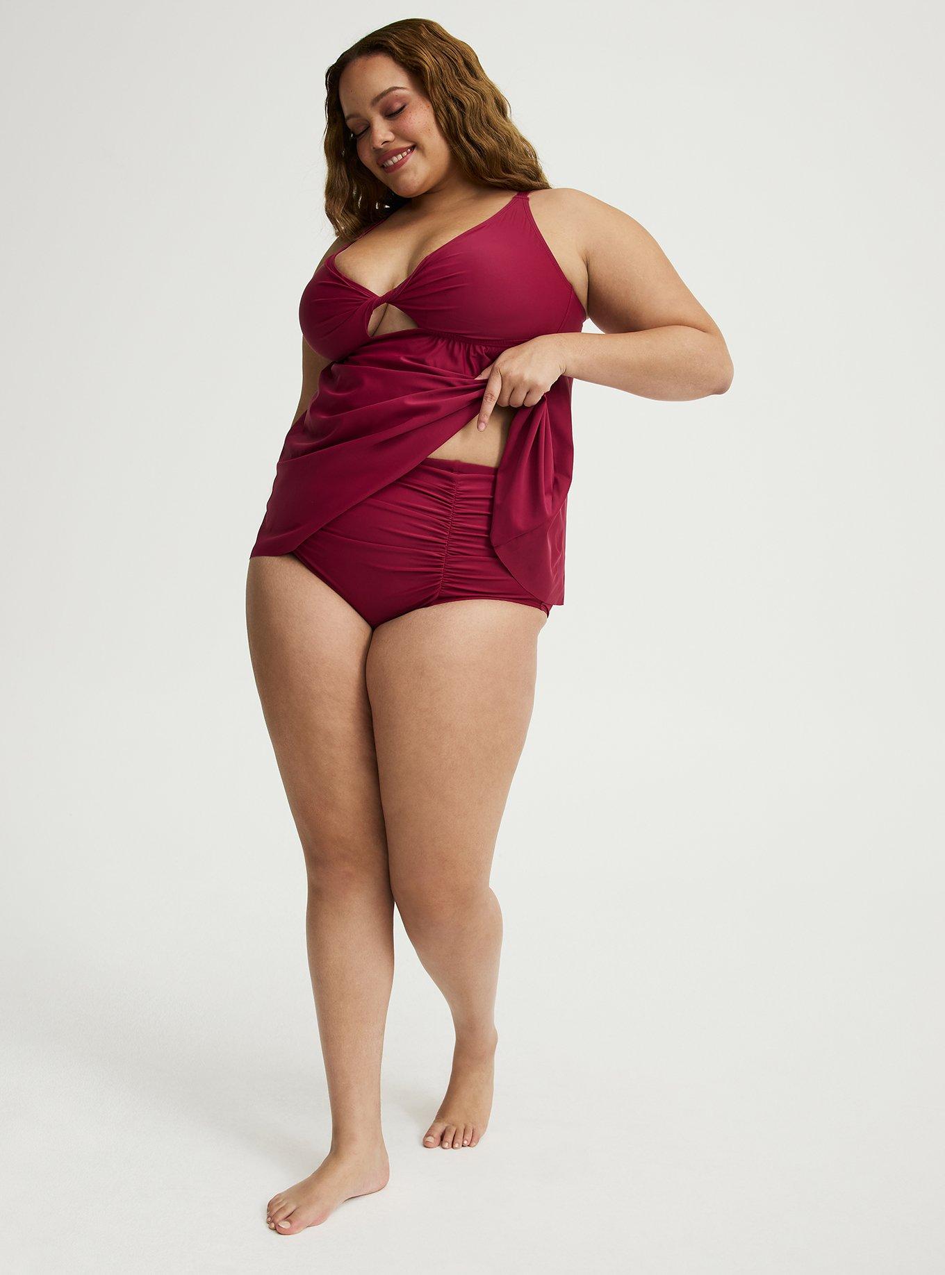 High-Rise Ruched Swim Bottom, RED PLUM SWIM, alternate