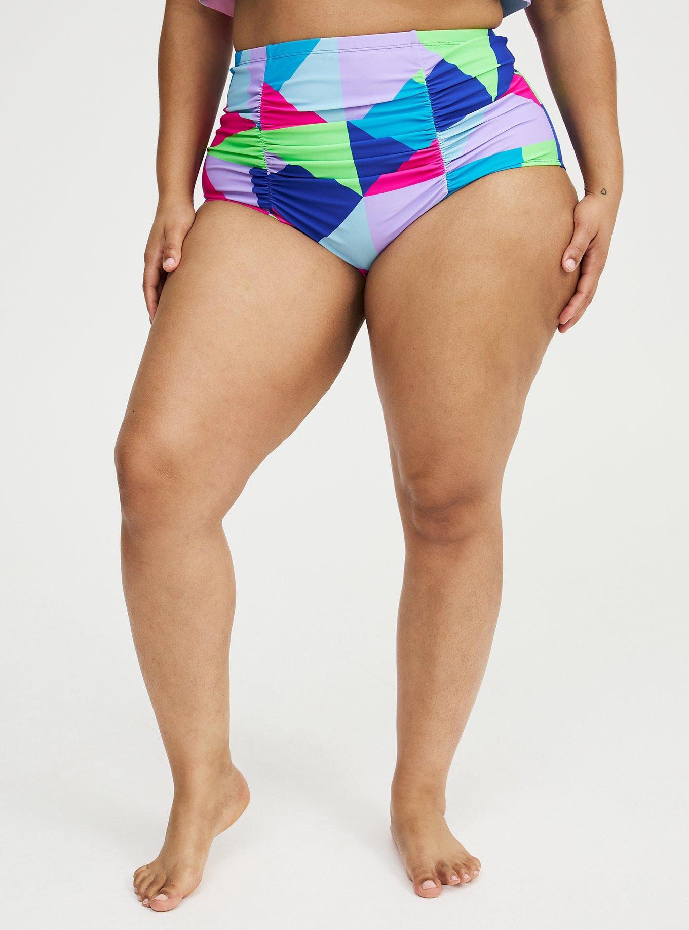 High-Rise Ruched Swim Bottom, CHILL OUT GEO MULTI, alternate