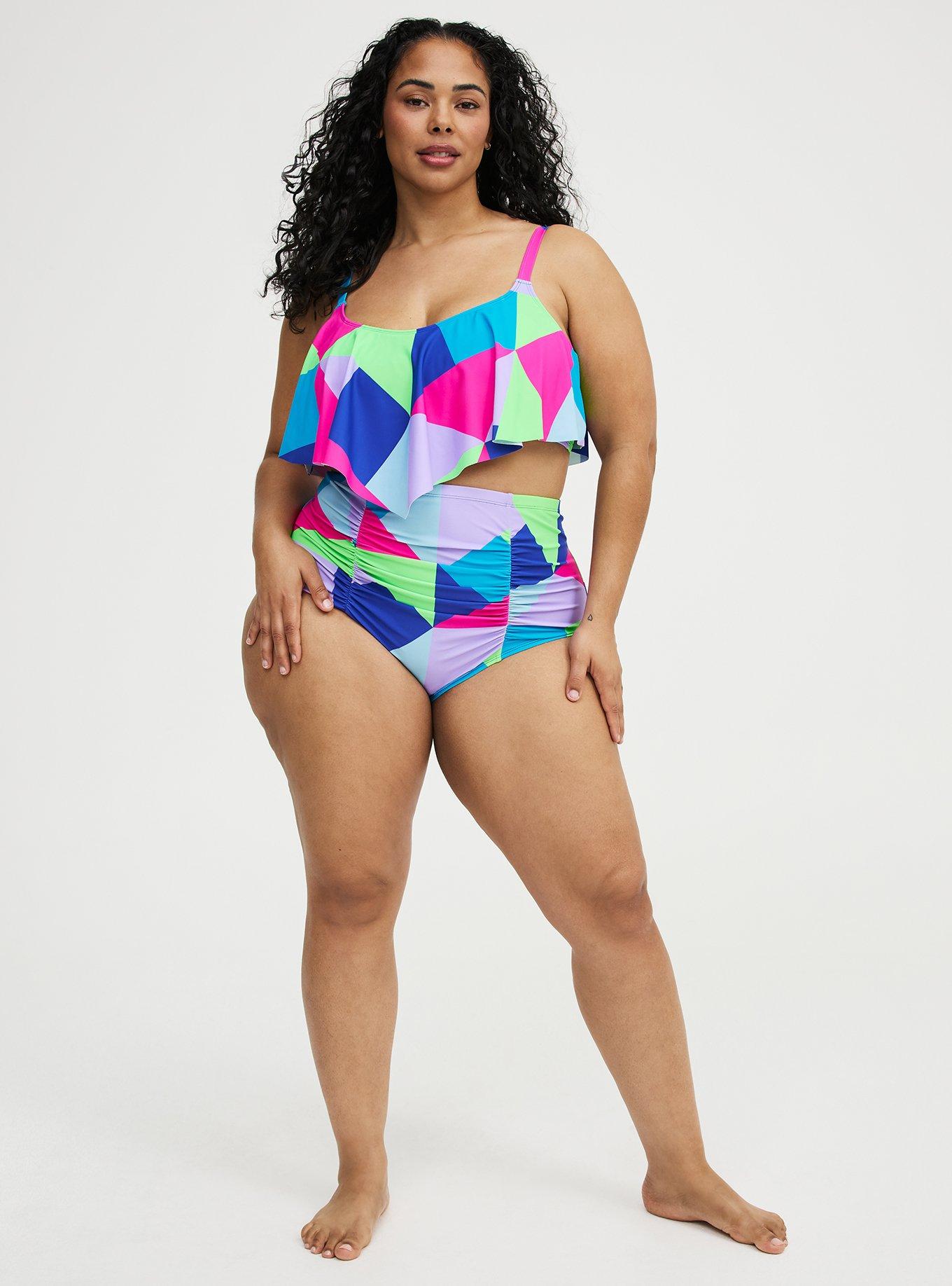 High-Rise Ruched Swim Bottom, CHILL OUT GEO MULTI, alternate