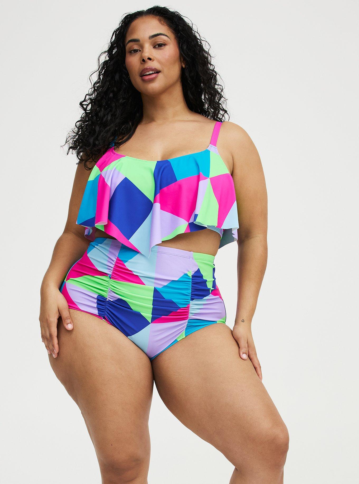 High-Rise Ruched Swim Bottom, CHILL OUT GEO MULTI, alternate