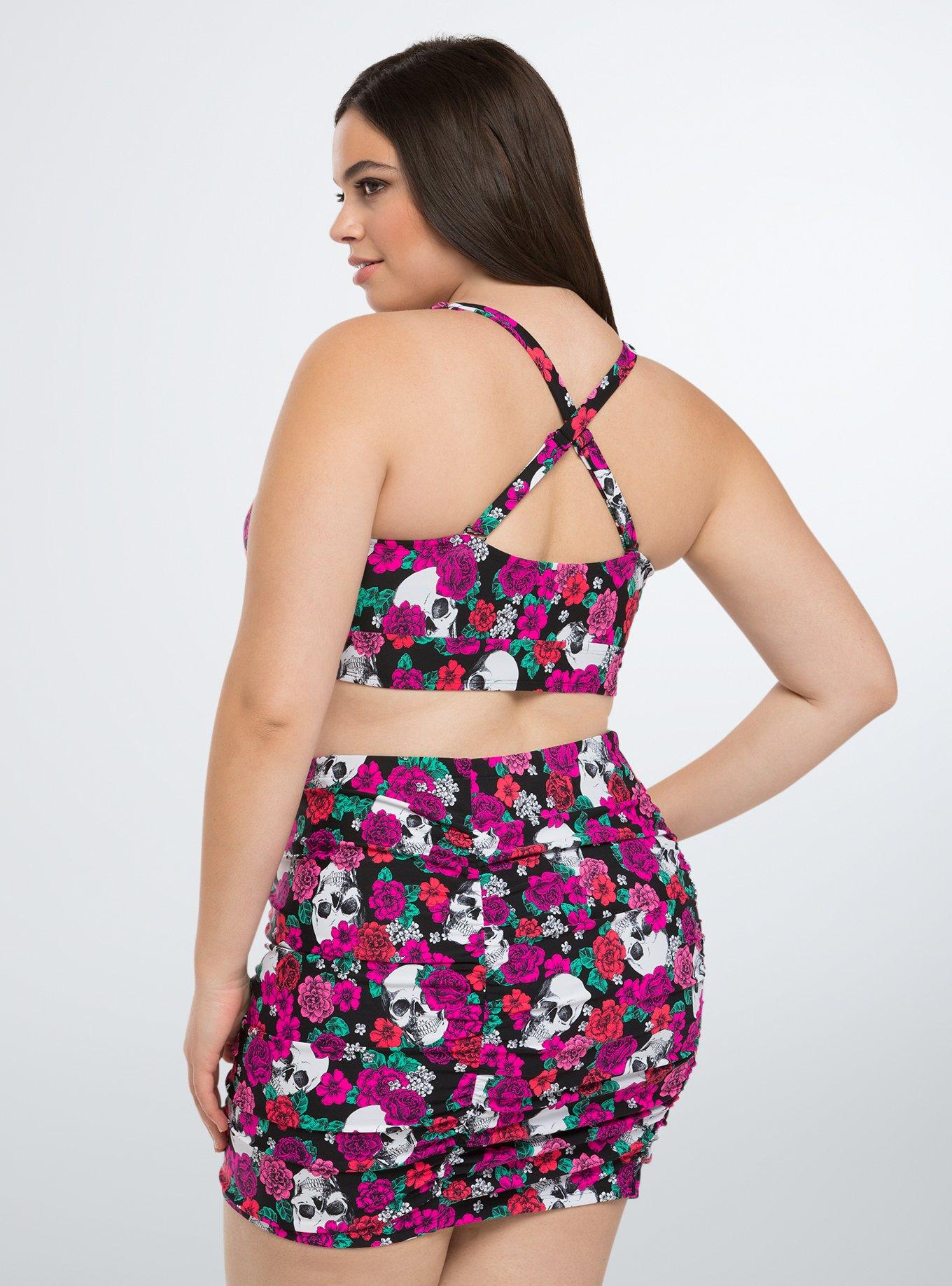 Torrid Curves Skulls Floral Push Up Bra 46C Strapless Underwire Size  undefined - $13 - From Sahara