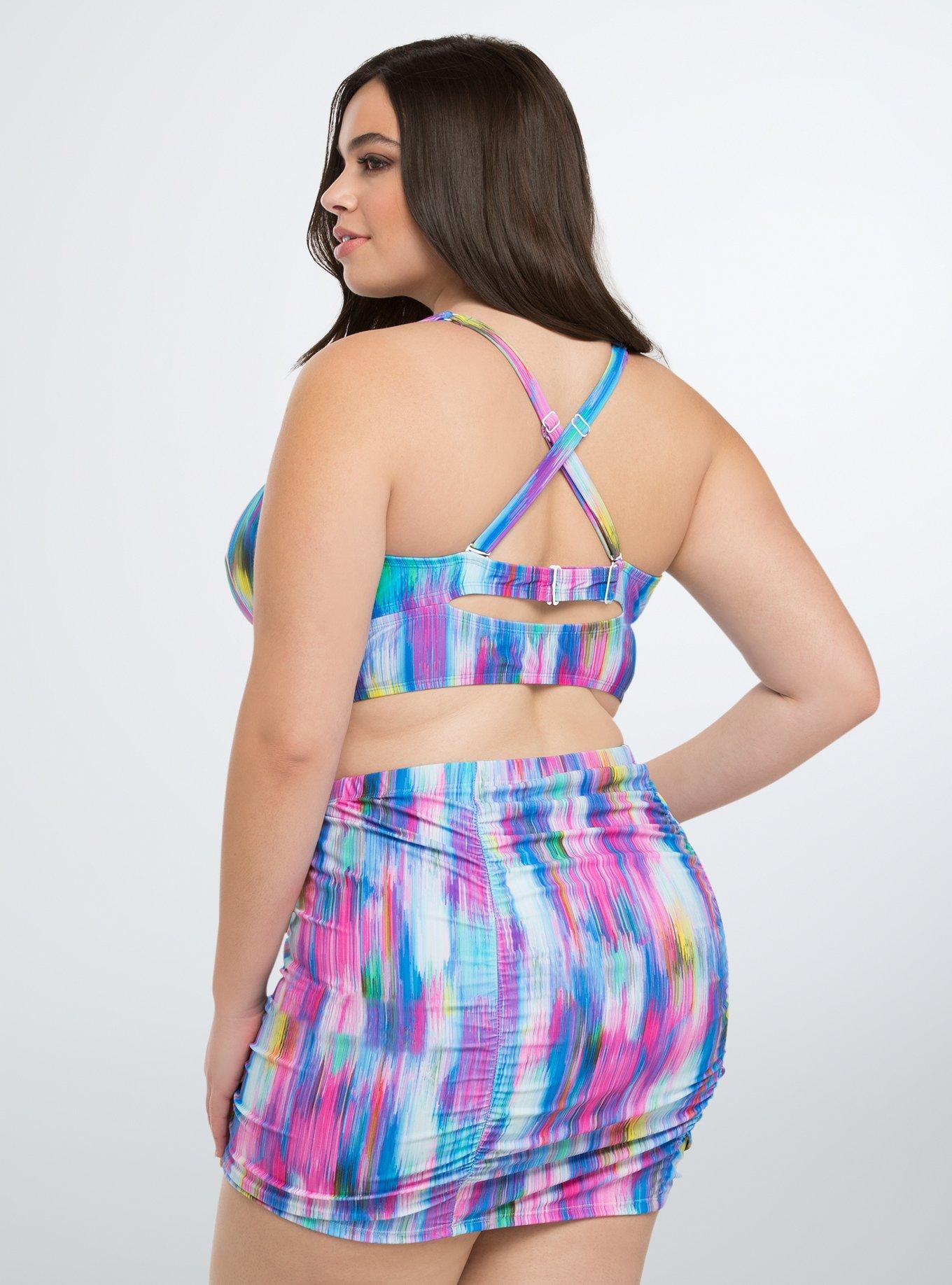 Abstract Stripe Twist Front Bikini Top, MULTI TIE DYE, alternate