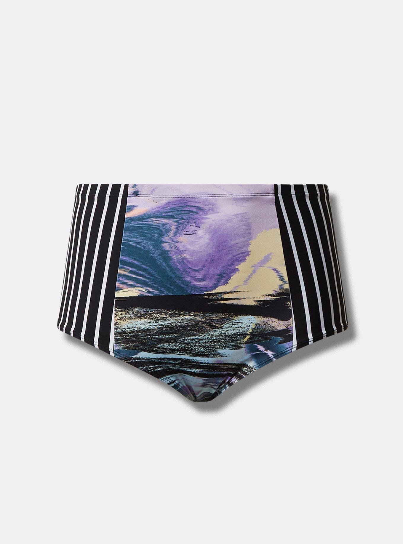 High Waist Swim Bottom, SHORELINE MARBLE PERFECT STRIPE, hi-res