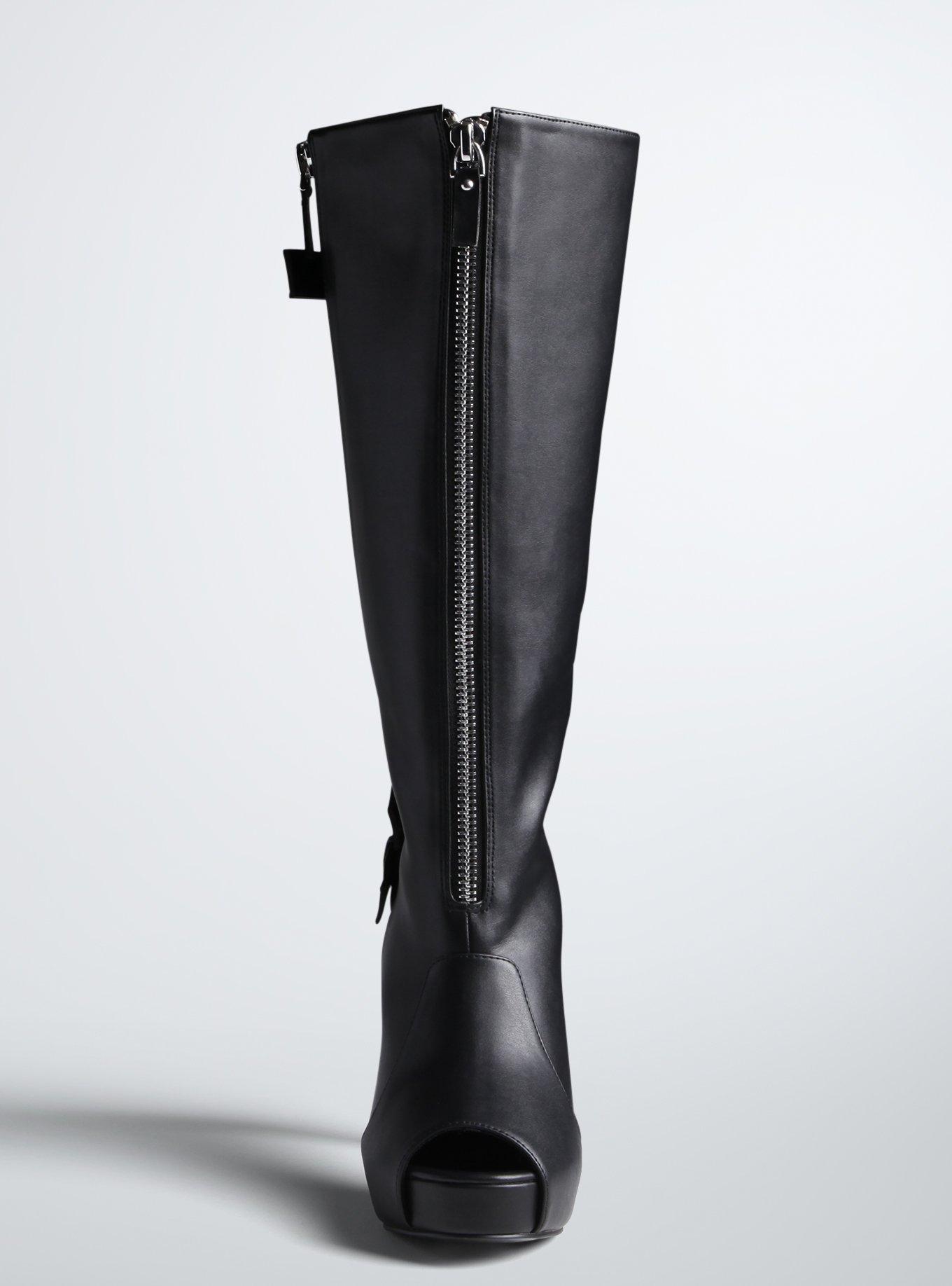 Peep toe over the knee boots wide on sale calf