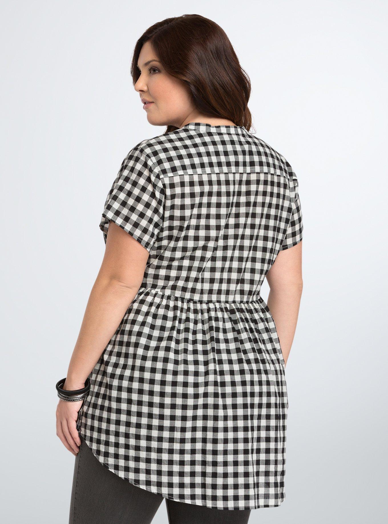 Gingham Babydoll Hi-Lo Top, GINGHAM CHECK, alternate