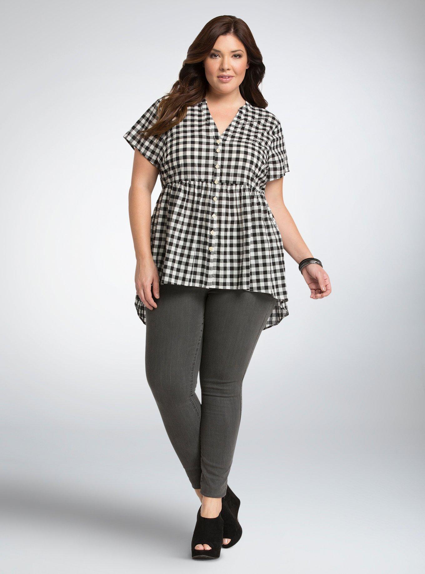 Gingham Babydoll Hi-Lo Top, GINGHAM CHECK, alternate