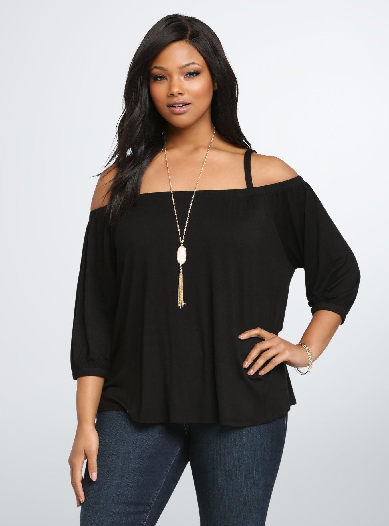 Smocked cold store shoulder top