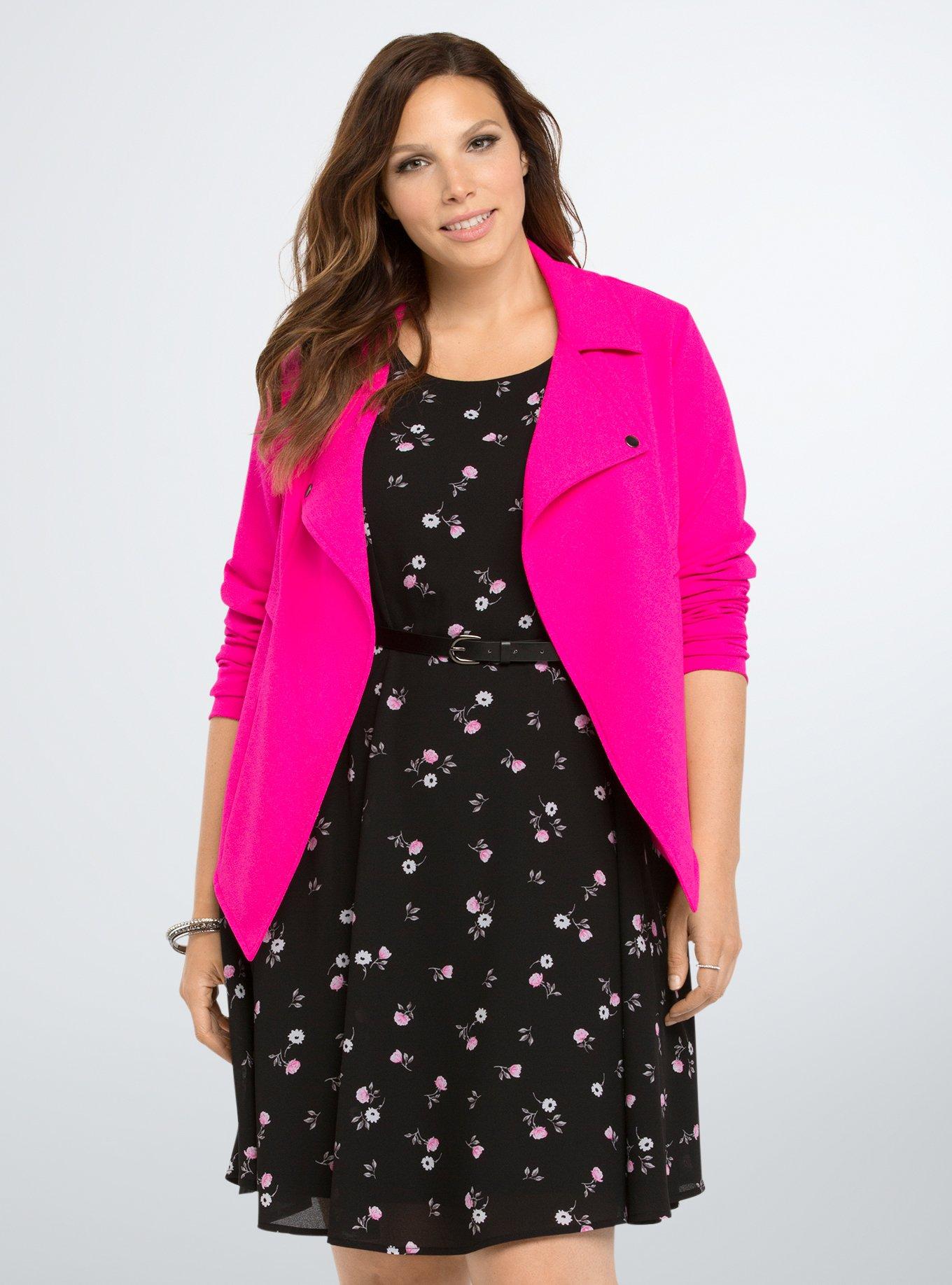 Cropped Trench Coat, NEON FUCHSIA, hi-res