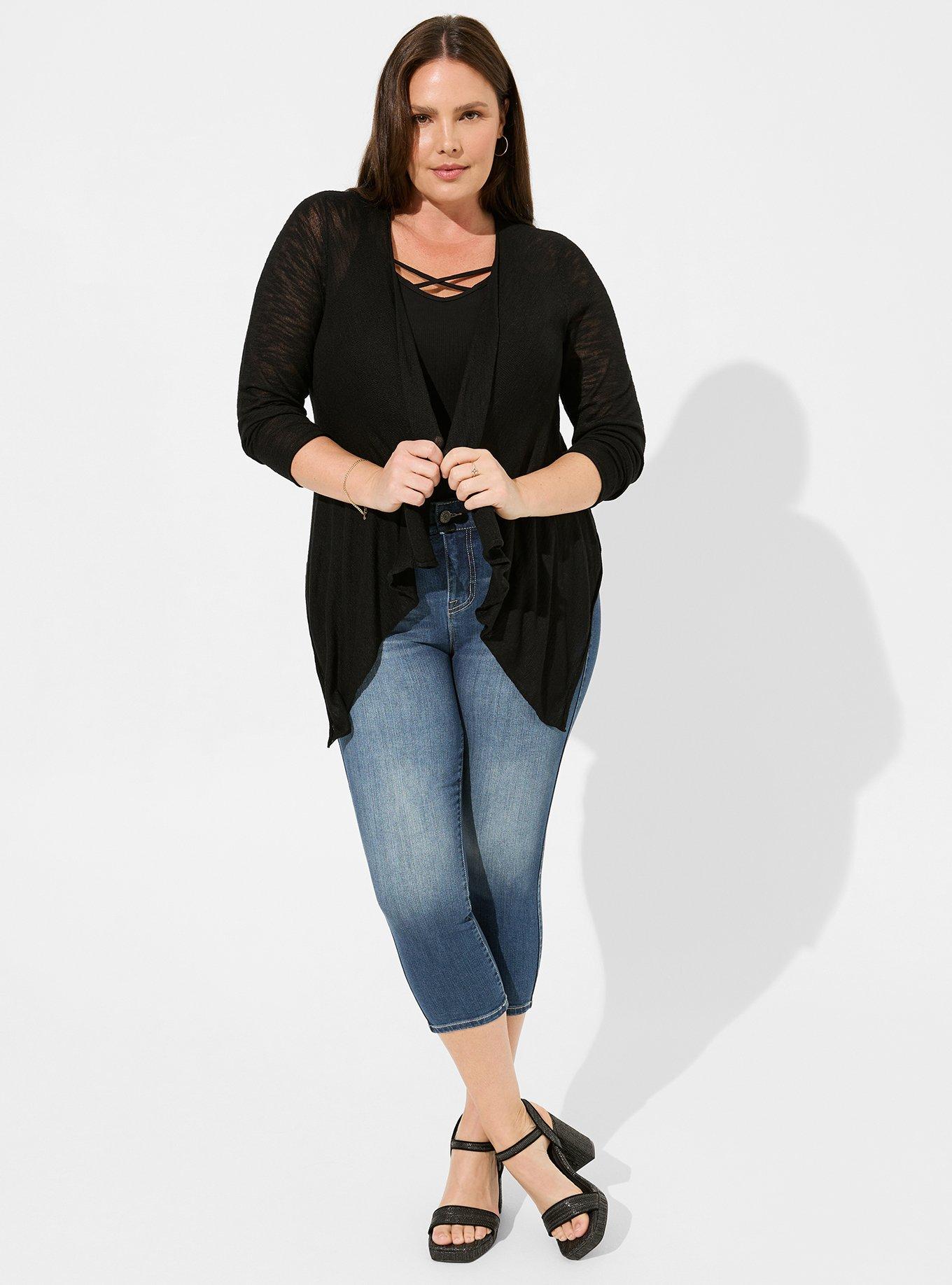 Plus Size - Slub Cardigan Drape Front Sweater - Torrid