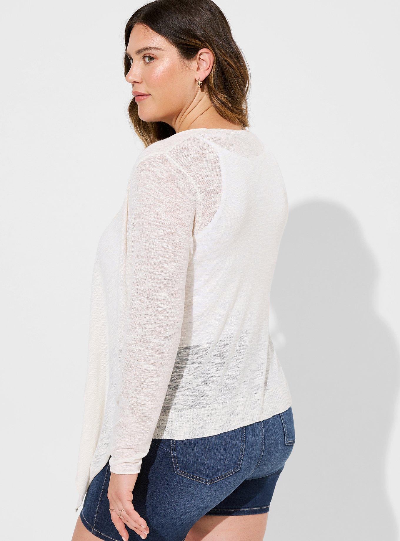 Slub Cardigan Drape Front Sweater, IVORY, alternate