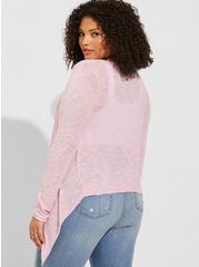 Plus Size Slub Cardigan Drape Front Sweater, ORCHID PINK, alternate