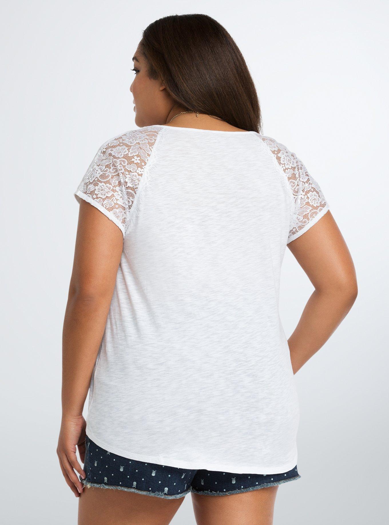 Lace Sleeve Tee, BRIGHT WHITE, alternate