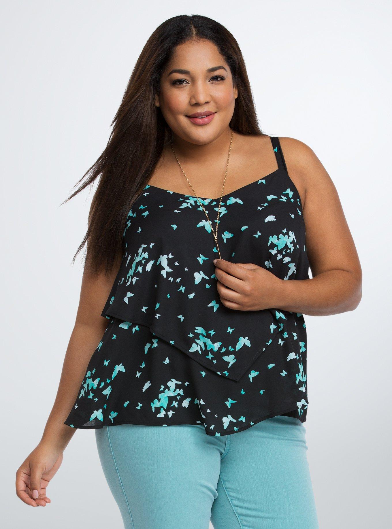 Plus Size - Butterfly Georgette Double Layer Cami - Torrid
