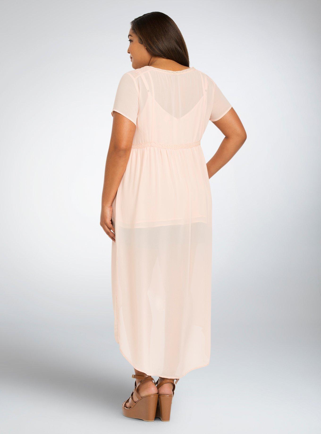 Plus Size Embroidered Chiffon Maxi Top, PALE BLUSH, alternate