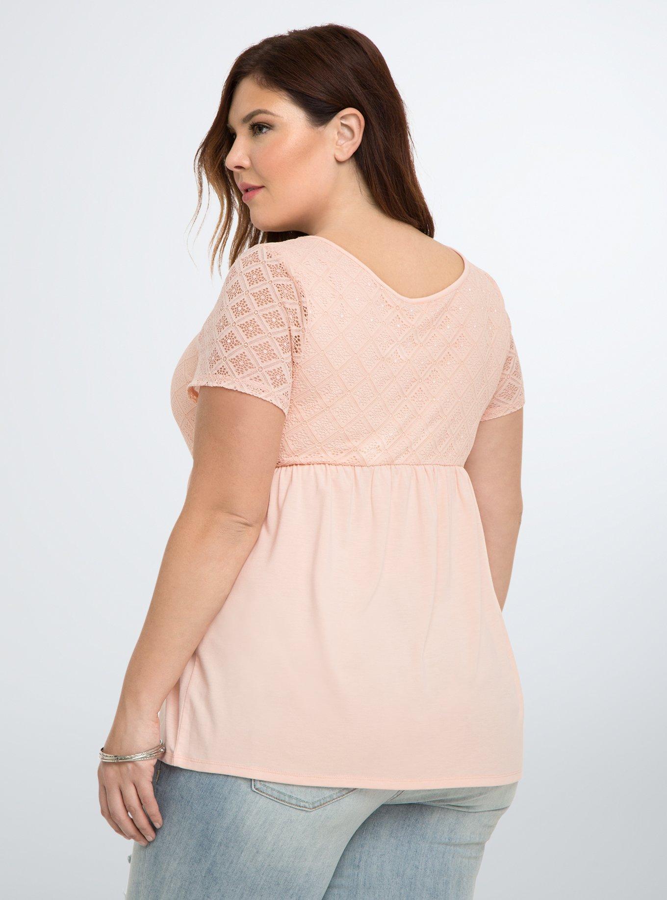 Lace Bodice Babydoll Top, PALE BLUSH, alternate