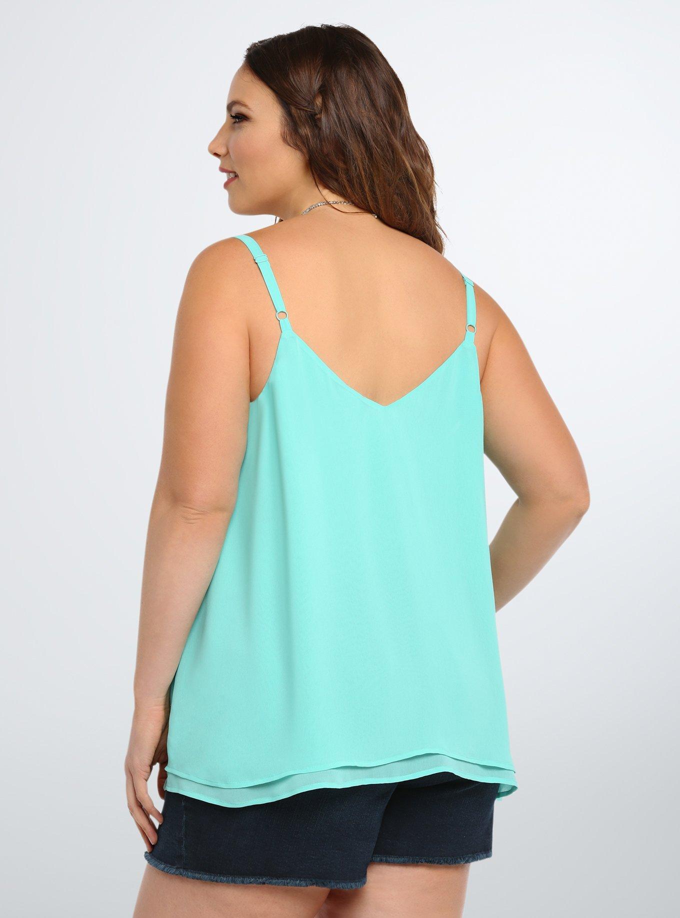 Double Layered Chiffon Cami, POOL BLUE, alternate