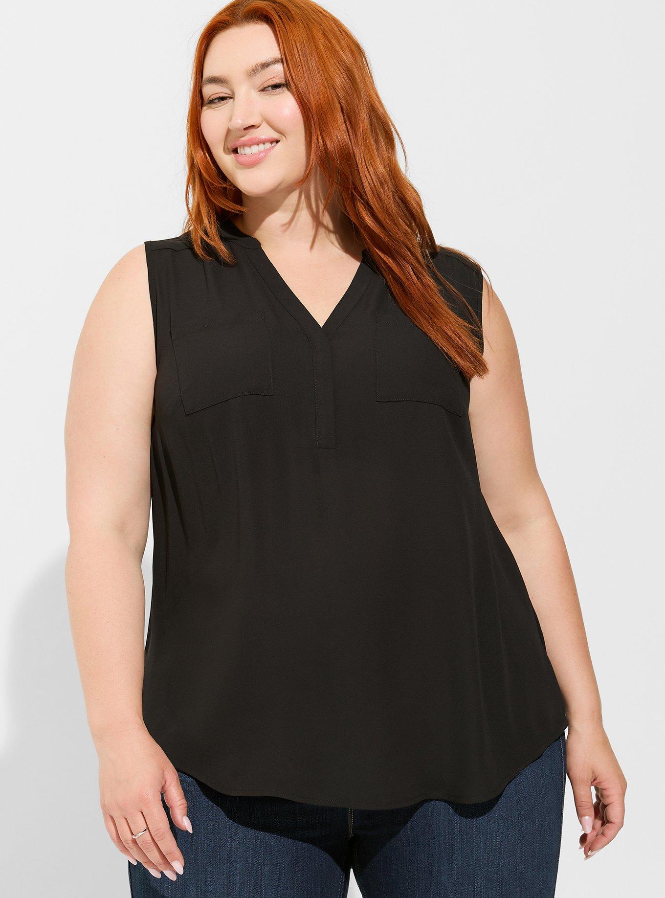 Harper Georgette Sleeveless Blouse, DEEP BLACK, alternate