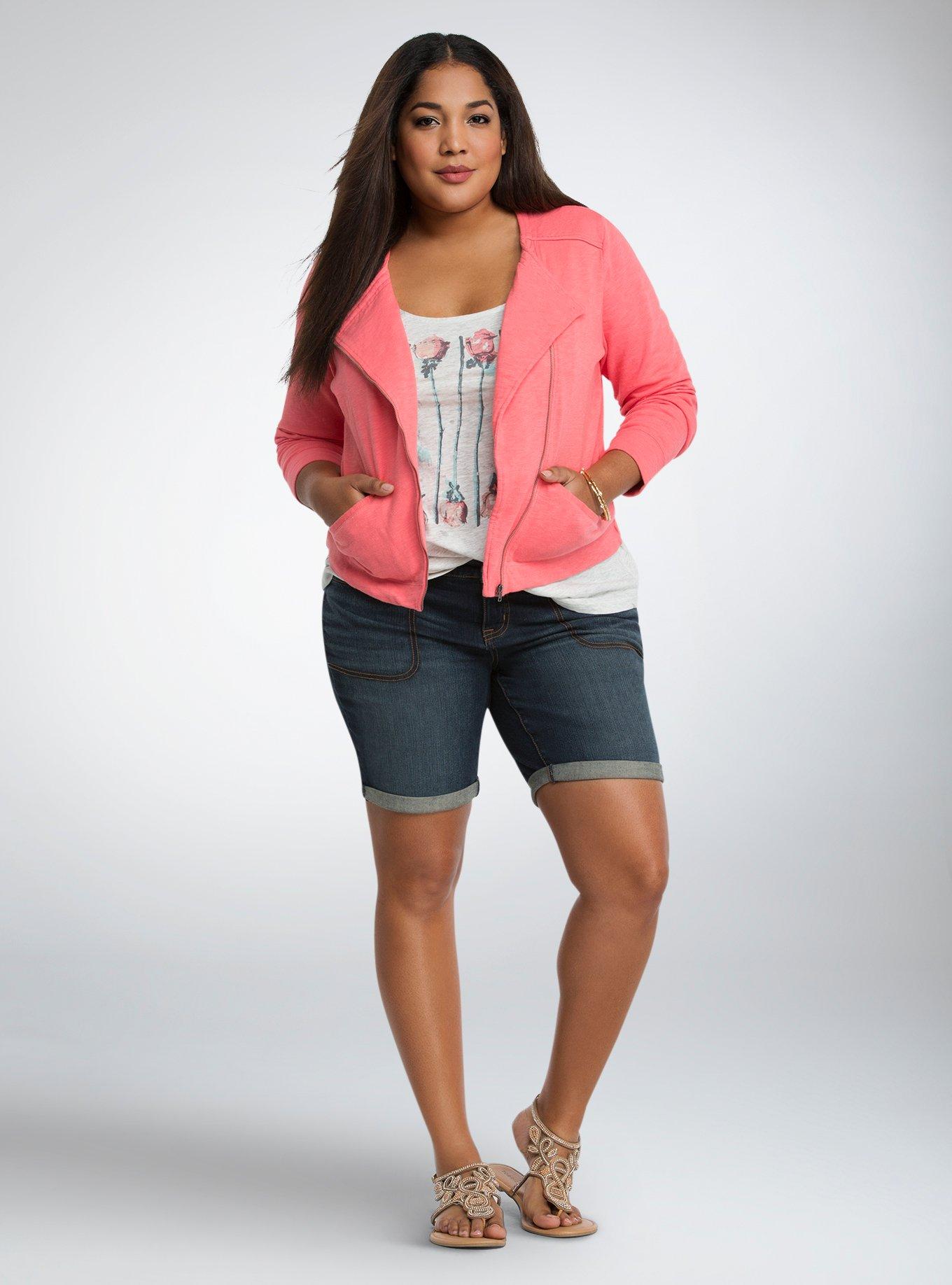 Plus size clearance knit moto jacket