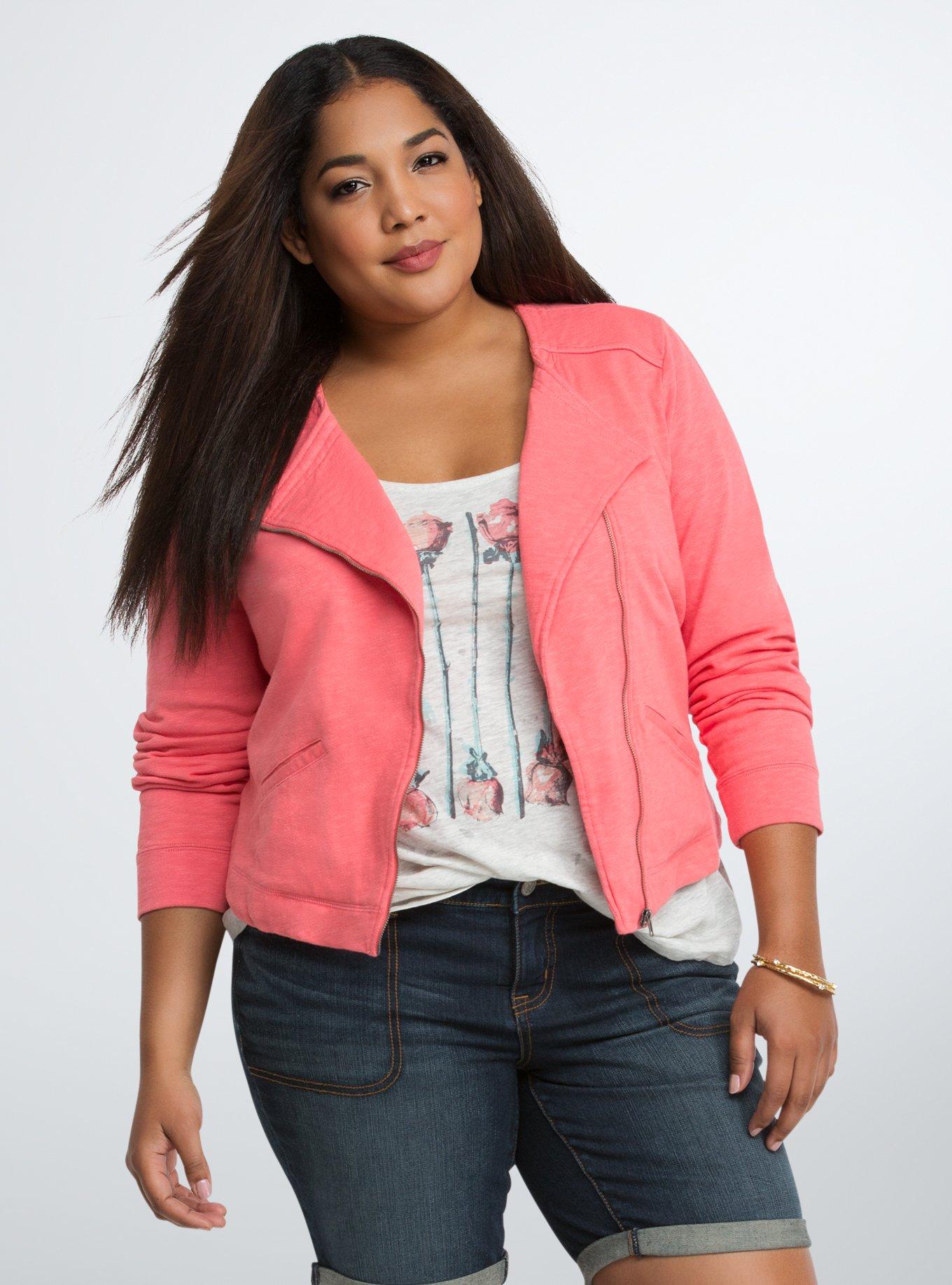 Pink knit moto outlet jacket