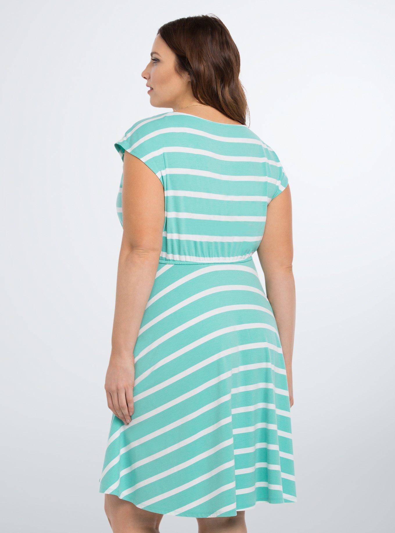 Striped Jersey Skater Dress, POOL BLUE, alternate
