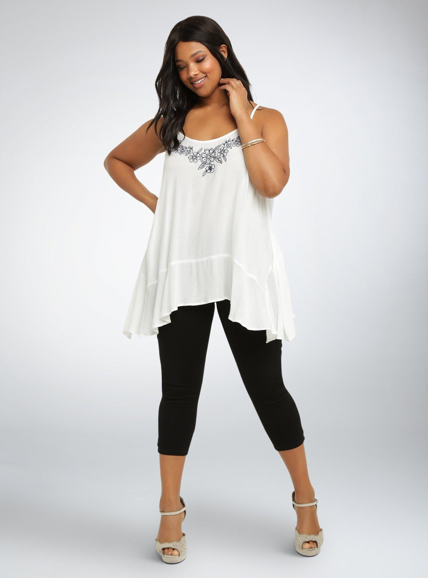 Embroidered Gauze Sharkbite Cami, CLOUD DANCER, alternate