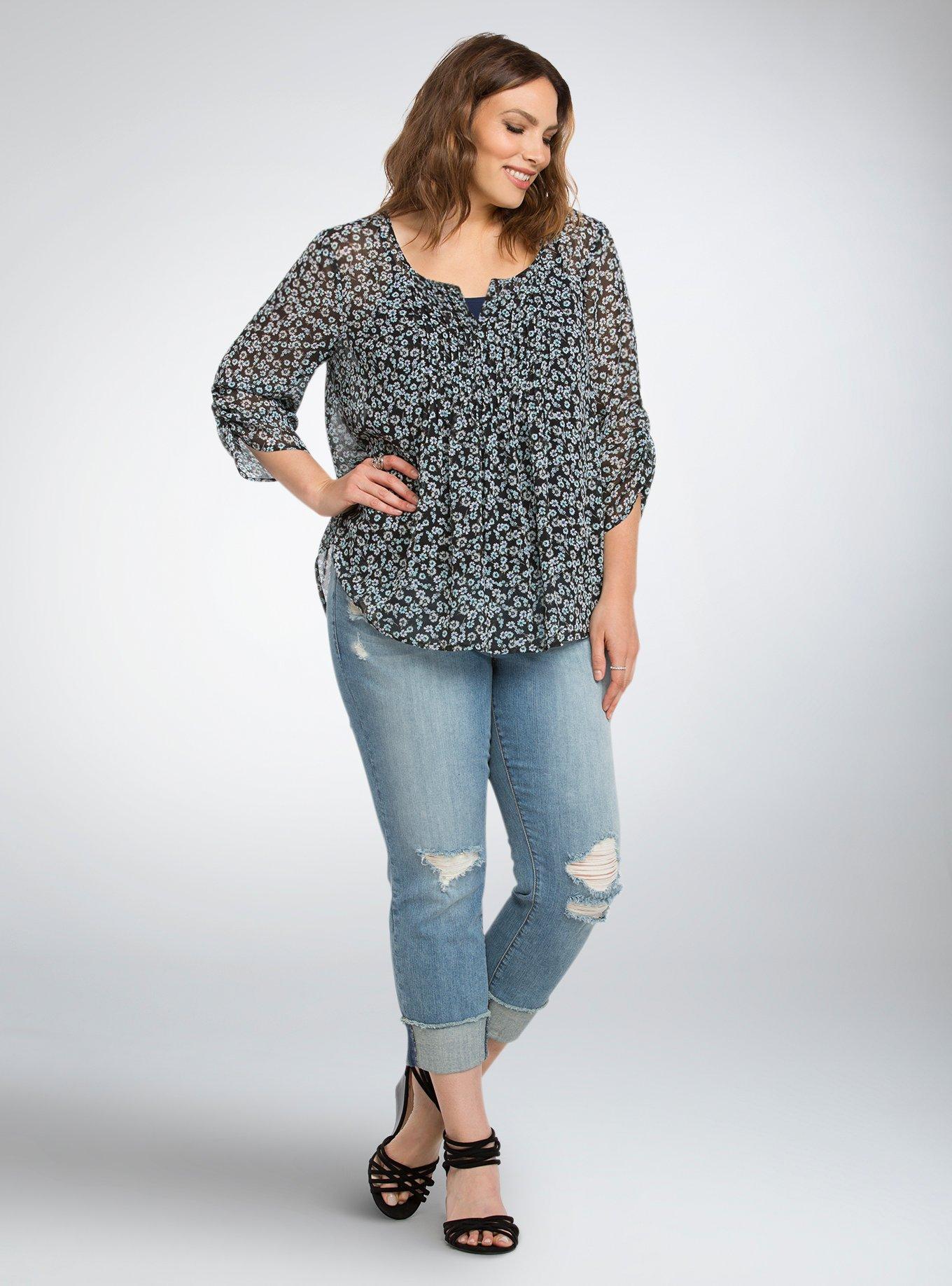 Floral Print Pintuck Top, FIELDS OF BLOOM, alternate
