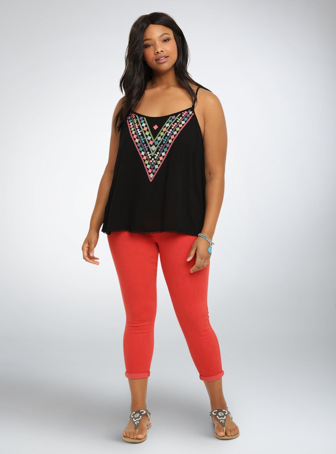 Red hot sale cropped jeggings