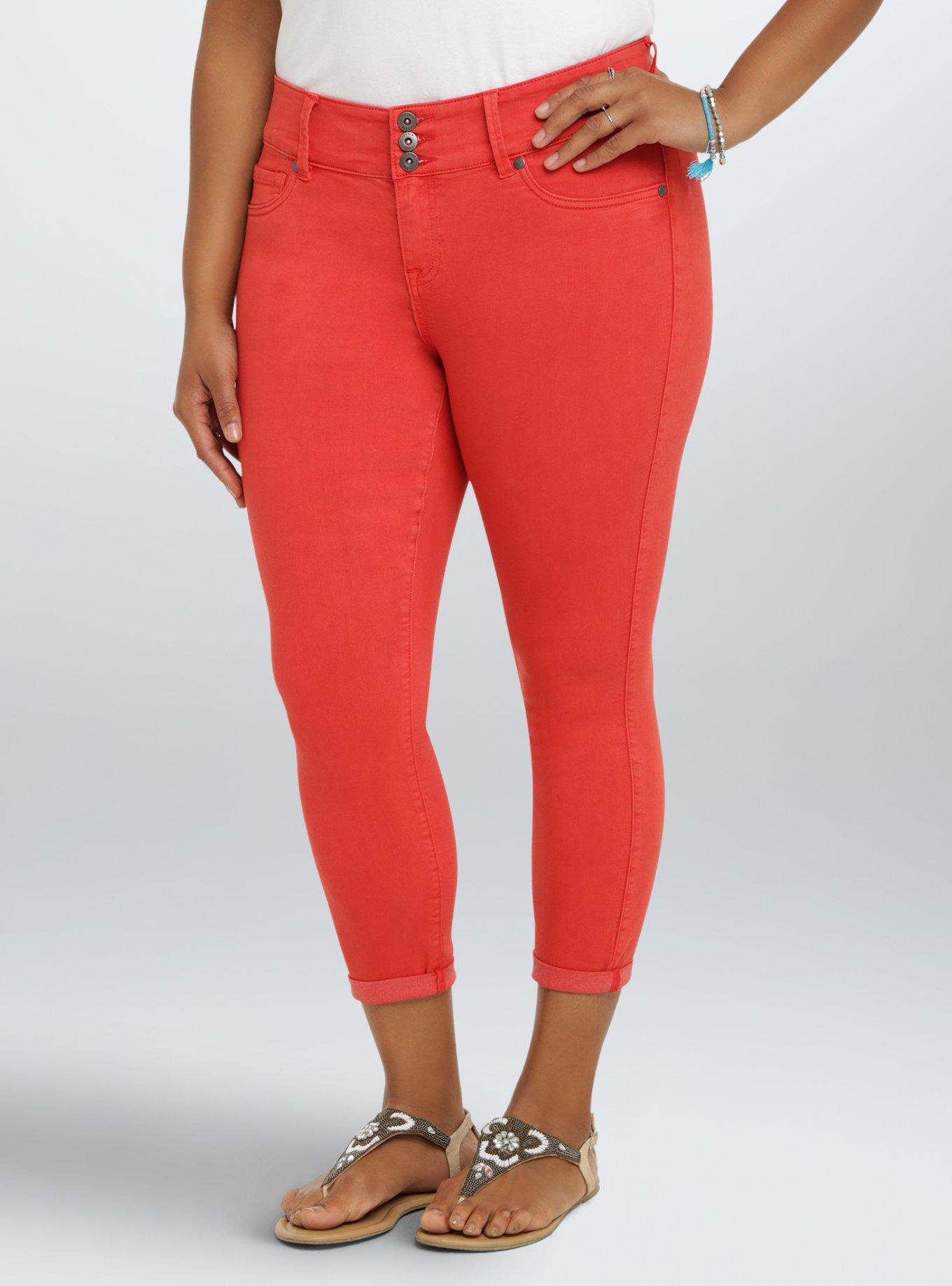 Red best sale cropped jeggings