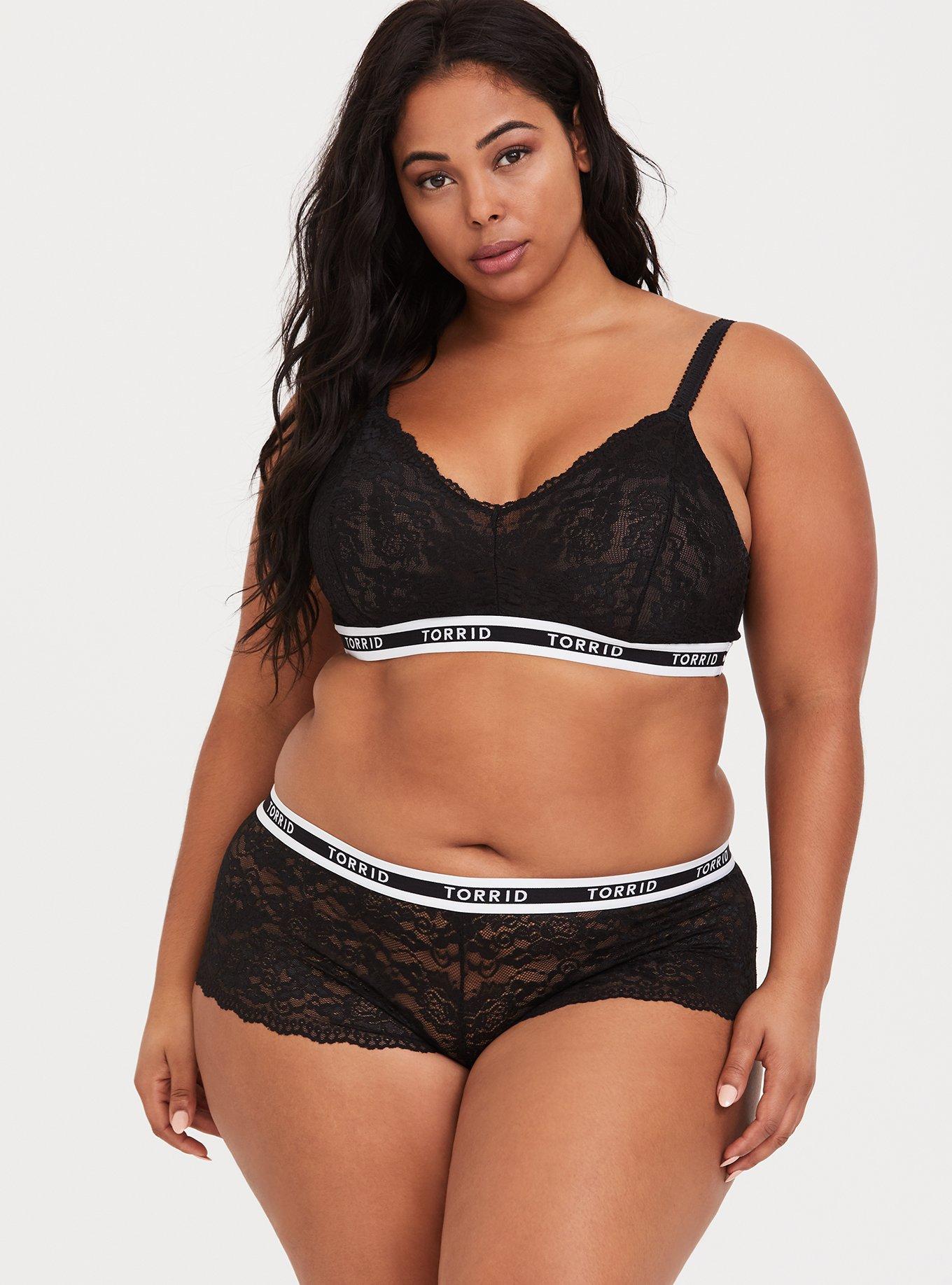Torrid Logo Black Lace Bralette, BLACK, alternate