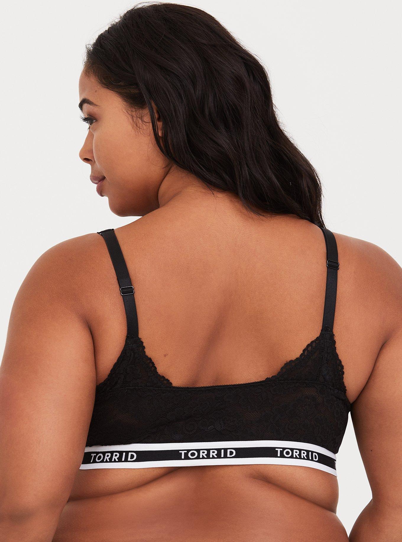 Torrid Logo Black Lace Bralette, BLACK, alternate