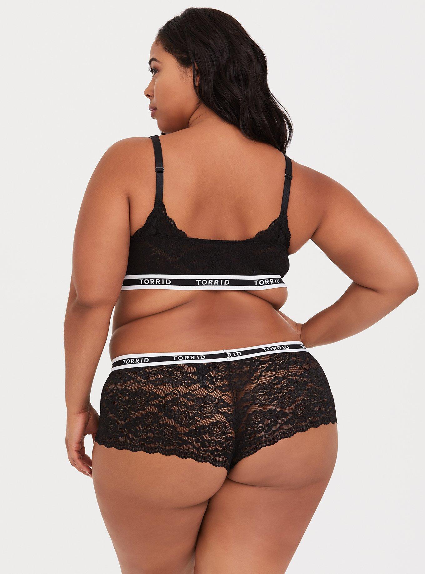 Torrid Logo Black Lace Bralette, BLACK, alternate