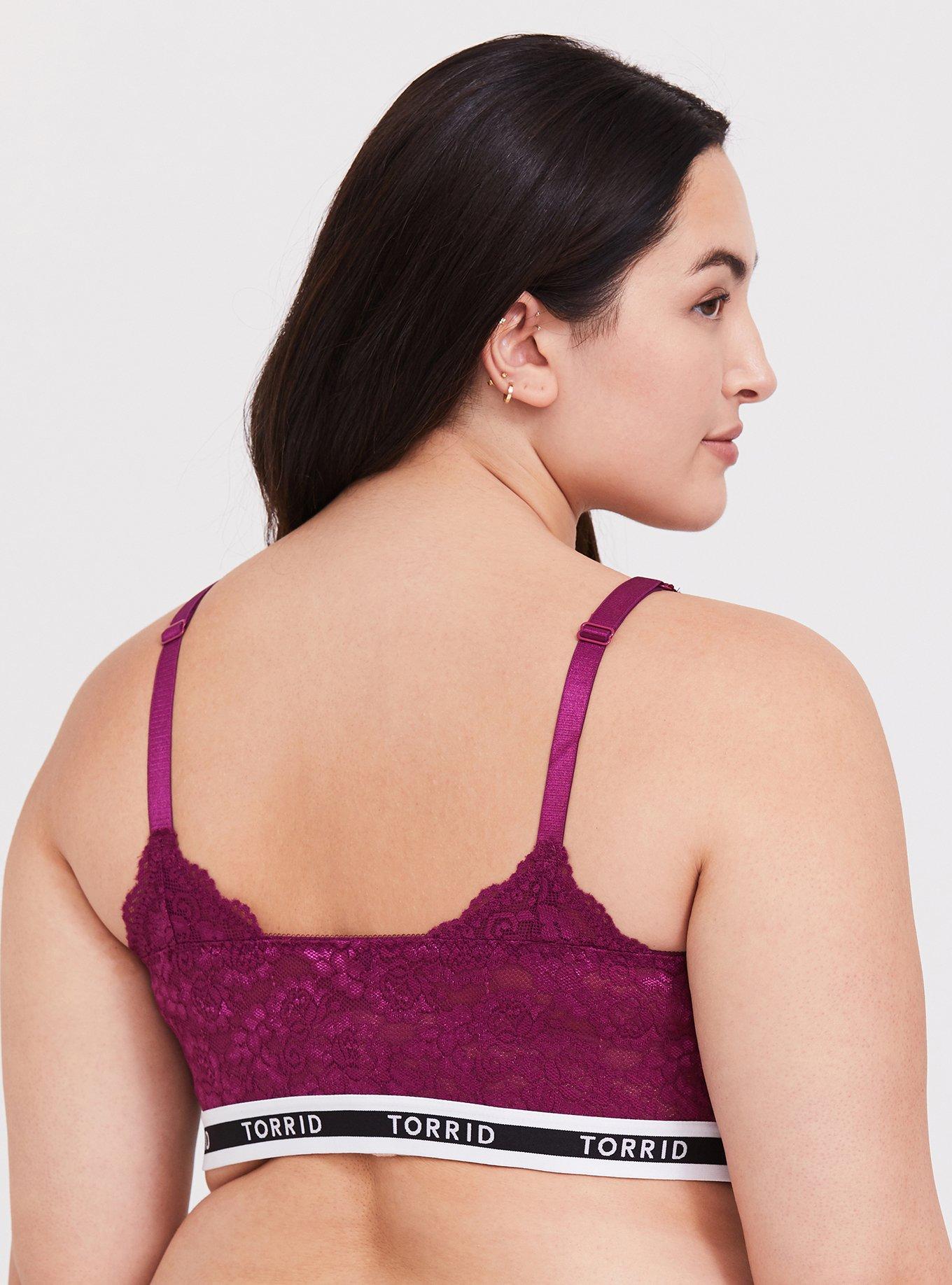 Plus Size - Unlined Lace Solid Logo Bralette - Torrid