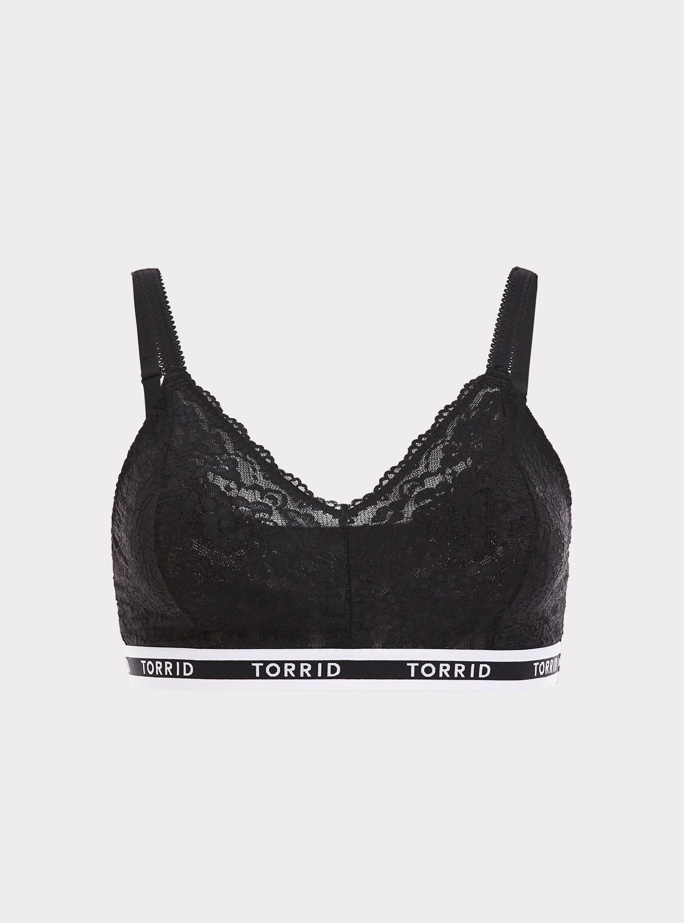 Torrid Logo Black Lace Bralette, , hi-res